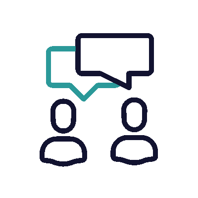 consultation Icon in Form zweier Personen, die miteinander sprechen